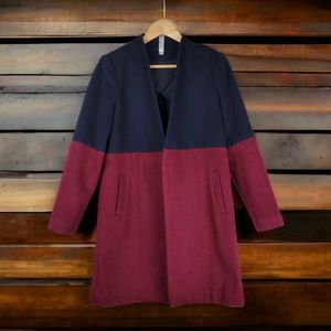 MURAL Wool Colorblock Women's Collarless Open Front Coat